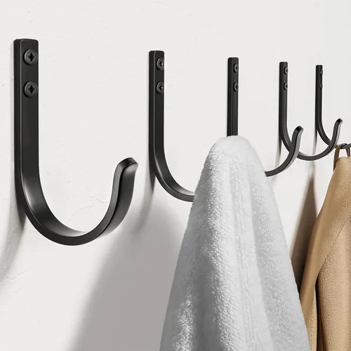 Ganchos de Pared para Colgar Toalla/Abrigo - Colgador de Metal de 22 Libras con Tornillo para Montaje en Pared, para Exteriores, Armario, Puerta,