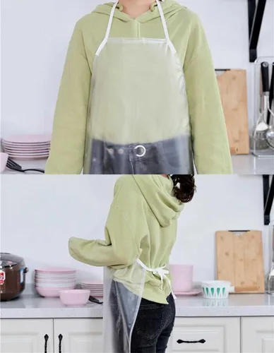 Miniatura 2 de Delantal unisex de 47 x 27.5 pulgadas, resistente al agua, de PVC, transparente, para lavar platos, cocina, cocina, transparente