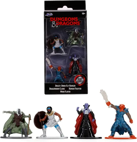 Miniatura 2 de Jada Toys Dungeons & Dragons Nanofigs - Juego de 4 figuras nano coleccionables a presión, Drizzt Drow Elf Ranger, Human Fighter, Dragonborn Cleric