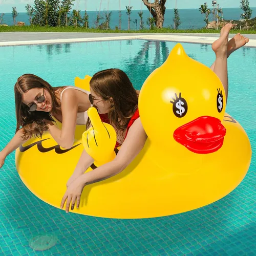 Miniatura 8 de Float Joy Divertidos flotadores inflables para piscina de pato para adultos, flotadores de pato de goma mejorados para piscina, lago, flotadores