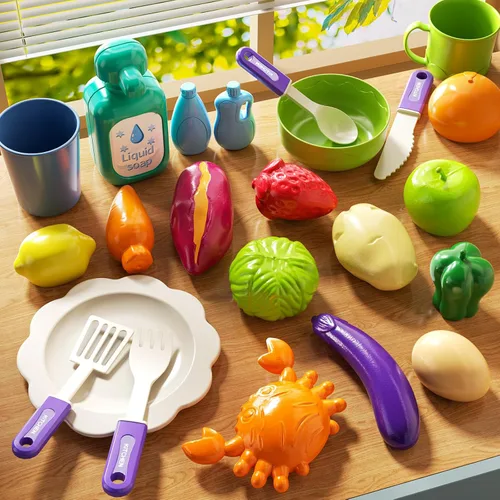 Miniatura 4 de JUKUDAHU Fregadero de juegos con agua corriente, fregadero de juguetes de cocina para niños de 3, 4, 5, 6, 7 años, lavavajillas eléctrico, juego