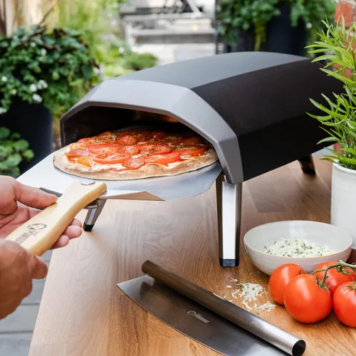 Miniatura 8 de Pomodoro pala para pizza de aluminio con asa de madera plegable para guardar fácilmente, de 12" x 14", para cocinar pan y pizzas en el hogar