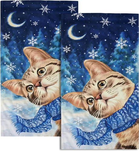 Miniatura 33 de Winter Trees - Juego de 2 toallas de mano de 28 x 14 pulgadas, diseño de árbol de pino de nieve, color beige, absorbente, de microfibra, para baño