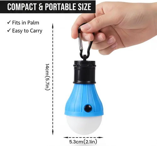 Miniatura 6 de Juego de 4 faroles LED para campamento, luces portátiles para tienda de campaña con ganchos de clip y 3 modos (alto/bajo/estroboscópico), lámpara