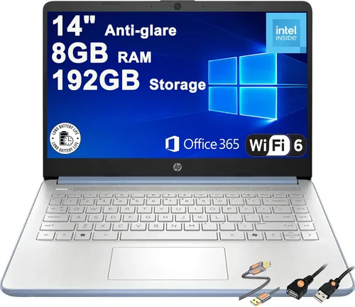 Miniatura 12 de HP 14 portátiles portátiles livianos para negocios y estudiantes, 14 pulgadas, HD, antirreflejo, Intel de 4 núcleos, N150, 8 GB de RAM, 192 GB