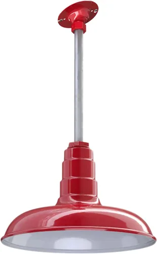 Steel Lighting Co. Malibu - Lámpara colgante | Montaje en techo | Domo de 14 pulgadas | vástago inclinado de 12 pulgadas | Estilo de granja de acero