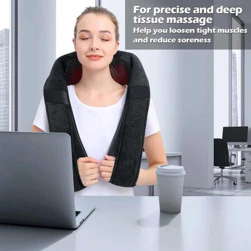 Miniatura 9 de Masajeador Shiatsu de Cuello y Hombros con Calor – Almohada de Masaje de Amasamiento de Tejido Profundo Eléctrico para Alivio del Dolor y Relajación