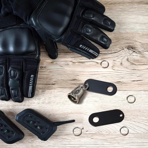 Miniatura 5 de 2 perchas para campanas de motocicleta, colgador de campana de la suerte de motocicleta y 2 anillos divididos, se adapta a cualquier campana (negro)