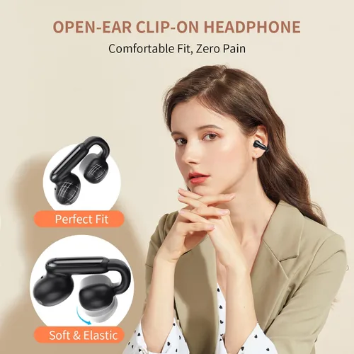Miniatura 2 de Auriculares con clip, auriculares inalámbricos con clip de oreja abierto, Bluetooth 5.4, llamada de voz clara, auriculares deportivos con estuche