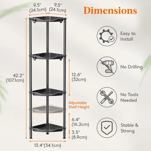 Miniatura 2 de Lifewit Estante de Ducha de 3 Niveles de Pie Esquinero, Estante Organizador de Baño de Plástico para Almacenamiento de Champú, Jabón Corporal, Negro