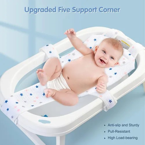 Miniatura 2 de Colorlife Asiento de Baño para Bebé con Malla de Apoyo, Asiento de Baño para Bebé, Ajustable, Cómodo, Antideslizante, Malla de Ducha de Cinco Puntos