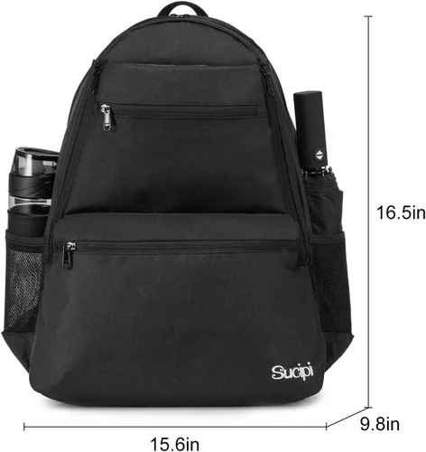 Miniatura 2 de Sucipi Bolsa de Tenis Profesional Mochila de Tenis para Hombres y Mujeres Bolsas de Raqueta con Capacidad para 2 Raquetas con Compartimento