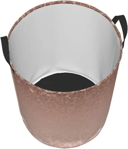 Miniatura 3 de Cesta circular con estampado de oro rosa, impermeable, cesta organizadora de lavandería, con asas, para ropa, juguetes, pequeña