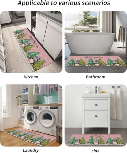 Miniatura 6 de Tapete de baño de pingüino navideño para bañera, antideslizante, de secado rápido y absorbente, tierra de diatomeas, ducha, fregadero, dormitorio