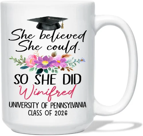 Miniatura 20 de Taza de café blanca personalizada para graduación, con texto en inglés "Behind You All Your Memories Before You All Your Dreams", taza de café de 11