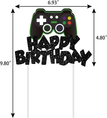 Miniatura 2 de Decoración de pastel de videojuegos con purpurina para decoración de pasteles de feliz cumpleaños, decoraciones de tartas para niños, suministros