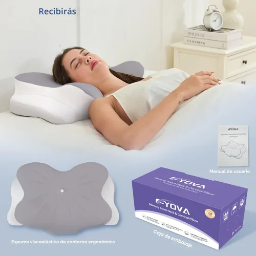 Miniatura 9 de Almohada cervical para el cuello, almohadas ergonómicas de espuma viscoelástica para aliviar el dolor de cuello con funda de almohada transpirable