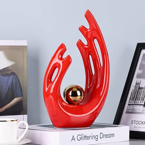 Miniatura 5 de XMGZQ Estatuas y esculturas de cerámica abstracta, estatuas de cerámica de arte negro y dorado, decoración moderna para el hogar, sala de estar