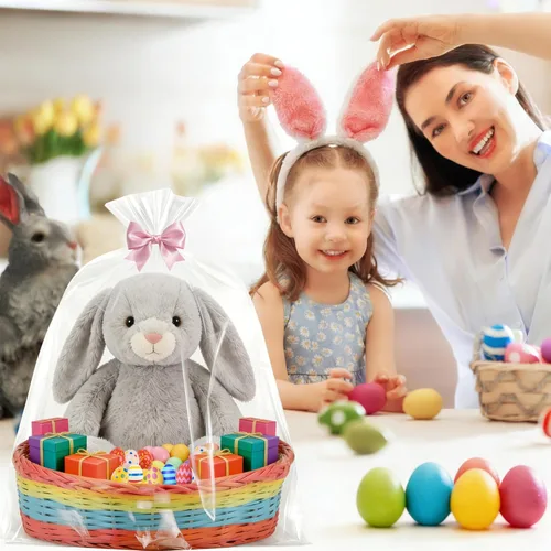Miniatura 6 de Bolsas de celofán extra grandes de 40 x 50 pulgadas, 12 unidades de celofán de 0.110 in de grosor para cestas de regalo, bolsas de plástico