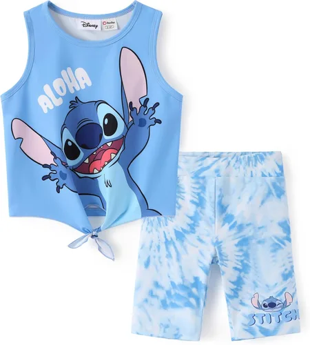Miniatura 14 de Disney Stitch, Frozen, Minnie Mouse, Princesa, Winnie Tank Top+Shorts Dolphin para niñas, conjunto deportivo de entrenamiento de verano