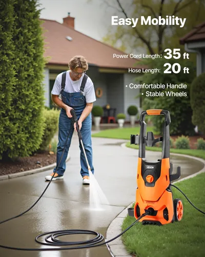 Miniatura 3 de VEVOR Lavadora a presión eléctrica, máximo 4200 PSI 2.8 GPM, limpiador de alta potencia con cañón de espuma y 4 boquillas para calzadas