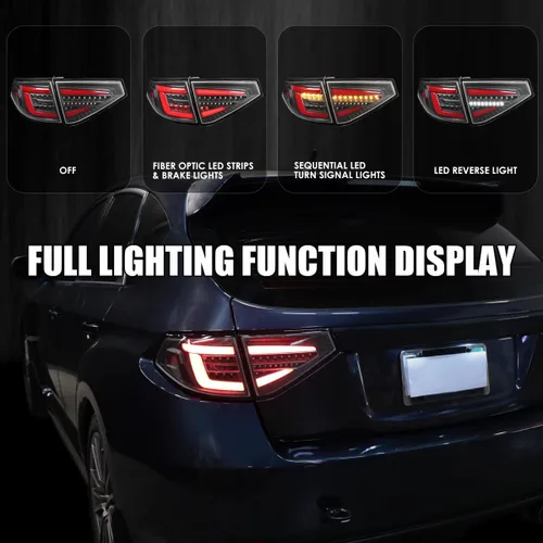 Miniatura 2 de SPEC-D TUNING Luces traseras secuenciales negras con barra LED roja compatible con Subaru Impreza WRX 2008-2014 Hatchback, conjunto de par izquierdo