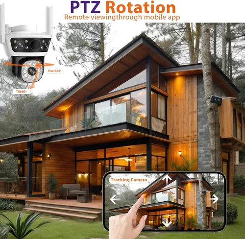 Miniatura 3 de Cámara de seguridad para exteriores 2.4G WiFi PTZ Cámara para exteriores de doble lente cámaras de seguridad para el hogar Vista de 360 ° 4MP Cable