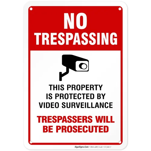 Miniatura 13 de Señal de videovigilancia No Trespassing, cámara de seguridad CCTV, 24 x 30 pulgadas, 3M EGP reflectante aluminio .080, resistente a la decoloración