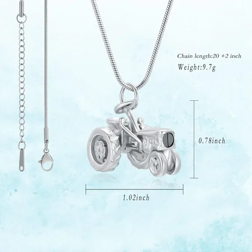Miniatura 33 de Imrsanl Joyería de cremación para cenizas, motocicleta, automóvil pequeño, collar de urna de tractor para cenizas para hombres, recuerdo