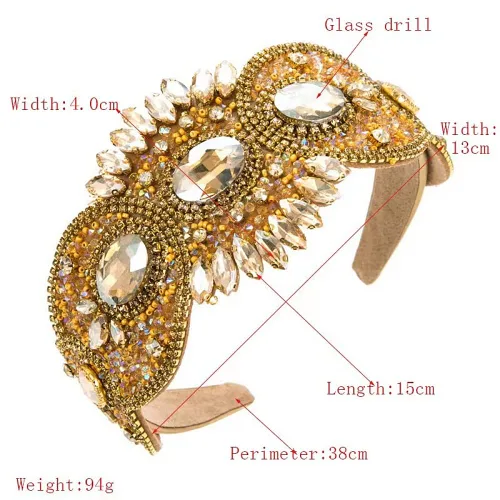 Miniatura 7 de Diadema de moda para mujer, diadema decorativa de diamantes de imitación anchos para mujer, accesorios para el cabello para mujeres y niñas