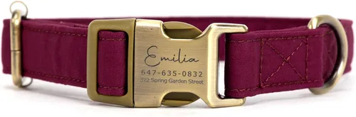 Miniatura 11 de Collar de perro personalizado con nombre y número de teléfono grabado, collar ajustable personalizado para cachorros, collar de algodón orgánico