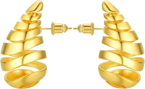 Miniatura 19 de Aretes de aro de oro gruesos para mujer, ligeros, con forma de gota de agua, aretes de aro abiertos y huecos en forma de lágrima, plata y oro