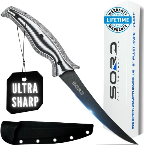 Miniatura 14 de SORD Cuchillo de filete – Cuchillos de filete de 5 a 9 pulgadas para peces – Cuchillo afilado para deshuesar – Pesca en agua salada y agua dulce