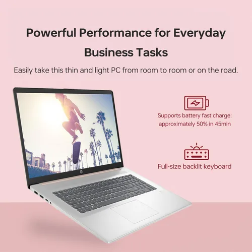 Miniatura 7 de HP Portátil Essential 17t, pantalla táctil HD+ de 17,3", Intel Core i5-1334U, 16 GB de RAM, SSD de 512 GB, cámara web, lector FP, KB retroiluminado