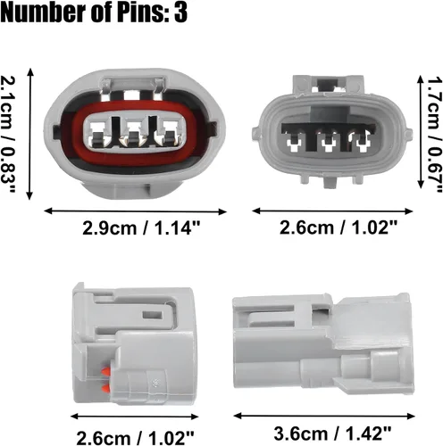 Miniatura 4 de X AUTOHAUX 1 Unidades 3 Pin TS Alternador Conector Adaptador Macho y Hembra Plug Clip Kit Reemplazo Para Toyota