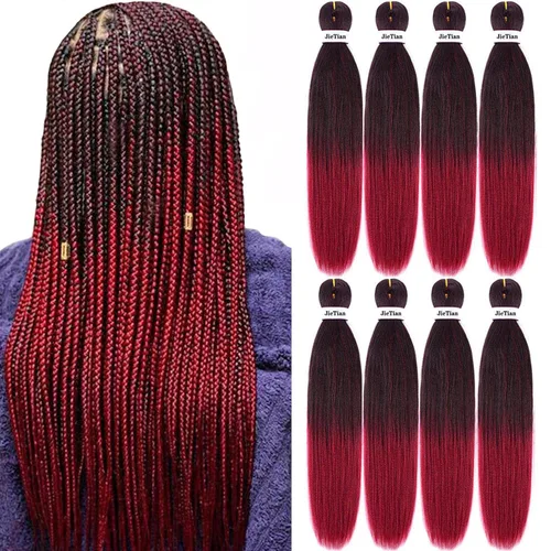 Miniatura 20 de Liang Dian Cabello Trenzado Preestirado Ombre de 12 Pulgadas, 8 Paquetes de Trenzas de Ganchillo Sintéticas, Ajuste con Agua Caliente, Extensiones