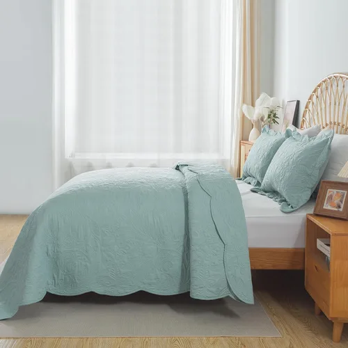 Miniatura 74 de HoneiLife - Juego de colcha de tamaño Queen, juego de ropa de cama de pana bordada de 3 piezas, colcha de lujo, ligera, cálida, para todas las Pana