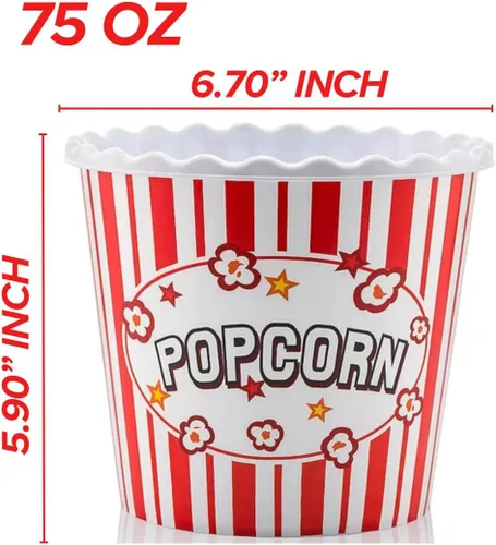Miniatura 8 de Caja de plástico reutilizable de estilo moderno, recipientes para palomitas de maíz, cuencos para palomitas de maíz, juego para noche de cine