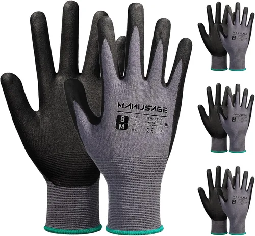 Miniatura 17 de Guantes de trabajo de seguridad MANUSAGE para hombres y mujeres, guantes de trabajo de nitrilo de microespuma XLarge, guantes de trabajo delgados
