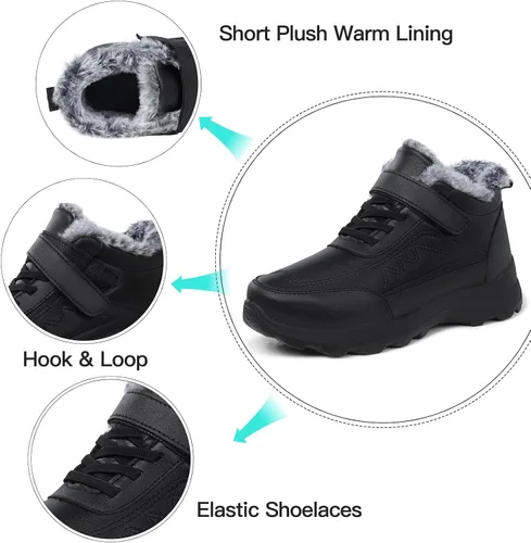 Miniatura 5 de SHIBEVER Botas impermeables para invierno para mujer botas de piel aislada, cálidas, informales, para clima frío, cómodas, antideslizantes