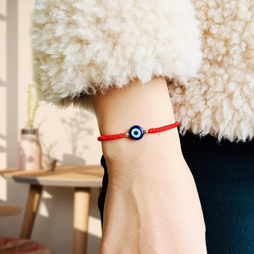 Miniatura 12 de Paquete de 2 pulseras hechas a mano con cuerda roja contra el mal de ojo, pulsera de joyería de ojo azul para mujeres, hombres, adolescentes