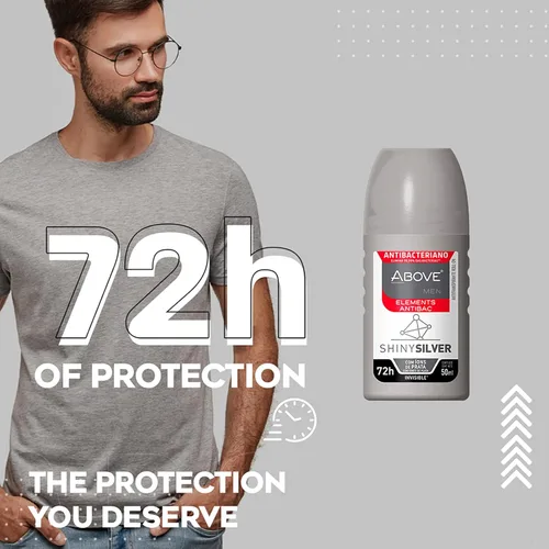 Miniatura 3 de ABOVE Roll-On Elements, plateado brillante, 1.7 onzas, desodorante de bolas para hombres, protección de 72 horas, fragancia sensual, tacto seco, sin