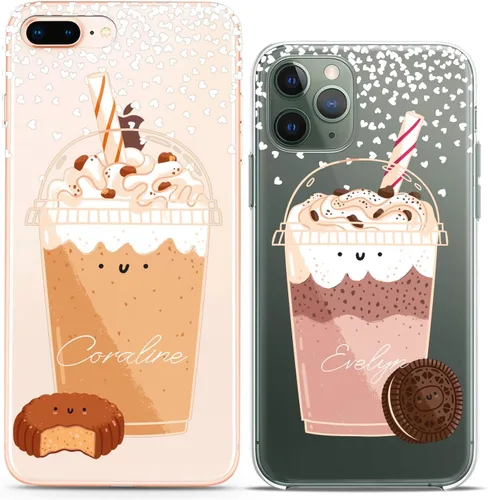 Miniatura 17 de Fundas a juego para parejas compatibles con iPhone 16 15 14 13 12 11 Pro Max Mini Xs X 6s 8 Plus 7+ Xr 10 SE 5 personalizado de madera con nombre