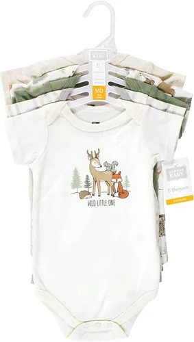 Miniatura 2 de Hudson Baby - Mamelucos de algodón para bebés niñas, Animales del bosque, paquete de 5