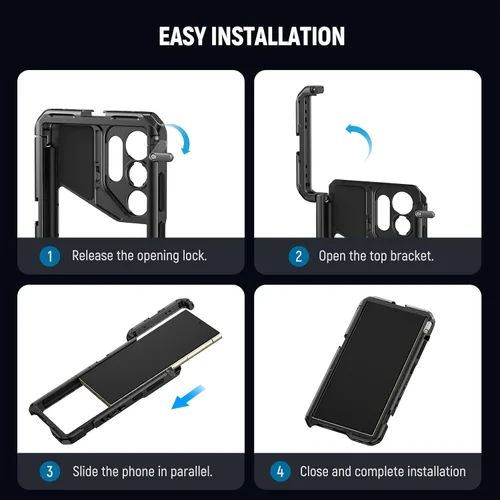Miniatura 2 de NEEWER PA042 S24 Ultra Phone Cage Video Rig Estabilizador con PA045S Manija Lateral de Liberación Rápida, PA045E Manija de Obturador Bluetooth