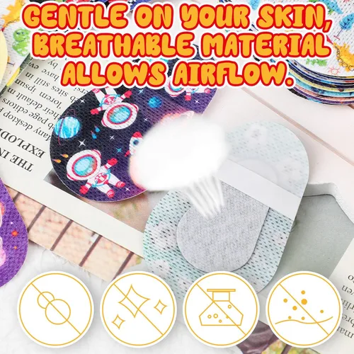 Miniatura 4 de 60 parches adhesivos para los ojos para niños y niños, 12 estilos, parches para los ojos lindos para niños pequeños