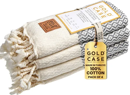 Miniatura 37 de Gold CASE - Juego de 4 Toallas de Mano Turcas para Baño, 20 x 40 pulgadas, Toallas de Baño 100% Algodón, Toalla Pequeña de Cocina Aphrodite
