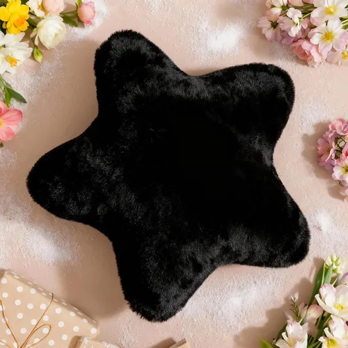 YRXRUS Almohadas de estrella, almohada en forma de estrella negra, regalos de almohada decorativa, bonita decoración de habitación de felpa,