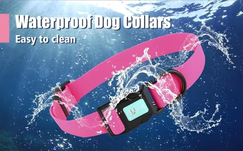 Miniatura 2 de Collares de perro impermeables, fácil de limpiar, collares ajustables para perros pequeños, medianos y grandes (rosa, L)