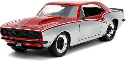 Jada Big Time Muscle 1:24 1967 Chevy Camaro - Auto fundido a presión, juguetes para niños y adultos (plata/rojo)